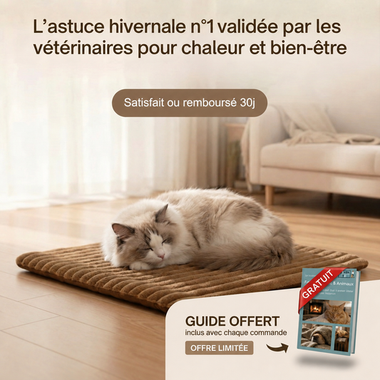 TAPIS AUTO-CHAUFFANT POUR CHAT — Chaleur naturelle, sans électricité, parfait pour l'hiver